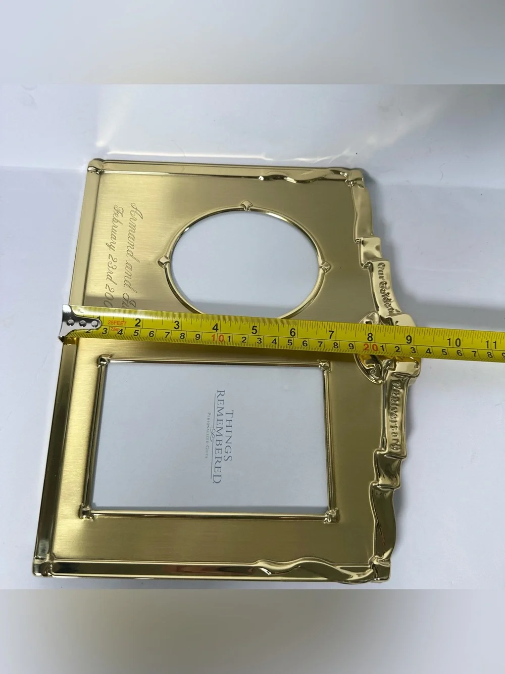 Brass Gold Plated/Brushed 50th Anniversary Double Picture Frame Elegant Design E